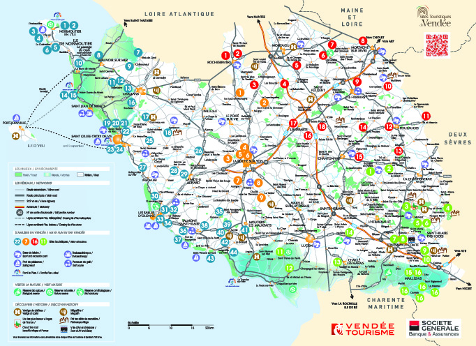 Carte touristique de la Vendée